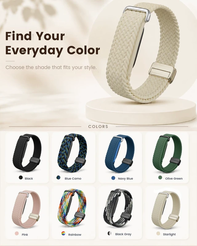 Alt view image 6 of 7 - Magnetic Braided Band Compatible with Google Fitbit Air Magnetic Closure Braided Woven Design Adjustable Fit Soft Daily Wear
