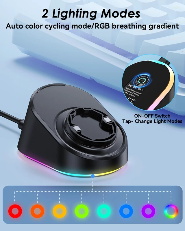 Alt view image 3 of 7 - Charging Dock for Logitech G502/G502X/G502X Plus Lightspeed, G Pro X Superlight 2 DEX/Superlight 2/1, G703, G903, G403 Lightspeed and G PRO Computer Mice, Wireless Mice Charging Dock with RGB Light