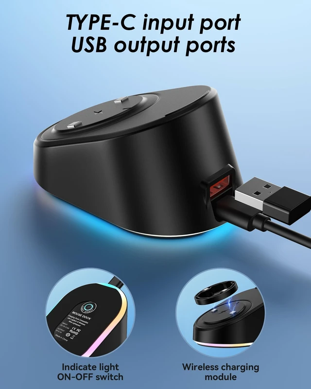 Alt view image 7 of 7 - Charging Dock for Logitech G502/G502X/G502X Plus Lightspeed, G Pro X Superlight 2 DEX/Superlight 2/1, G703, G903, G403 Lightspeed and G PRO Computer Mice, Wireless Mice Charging Dock with RGB Light