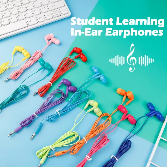 Alt view image 4 of 7 - Kids Bulk Earbuds for Classroom Students 200 Pack, in-Ear Wired Earphones Headphones for School Library Computers Chromebook Laptop PC 3.5mm Jack (Mixed Colors)