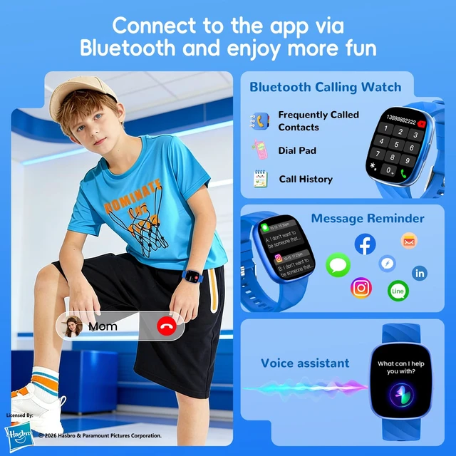 Alt view image 5 of 7 - Kids Smart Watch for Boys & Girls,1.78" HD Touchscreen Fitness Tracker with Heart Rate & Sleep Monitor,IP68 Sports Activity Watch with Pedometer, Birthday Gift for 5-16 Year Olds,Blue