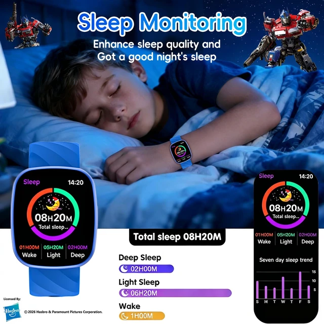 Alt view image 4 of 7 - Kids Smart Watch for Boys & Girls,1.78" HD Touchscreen Fitness Tracker with Heart Rate & Sleep Monitor,IP68 Sports Activity Watch with Pedometer, Birthday Gift for 5-16 Year Olds,Blue