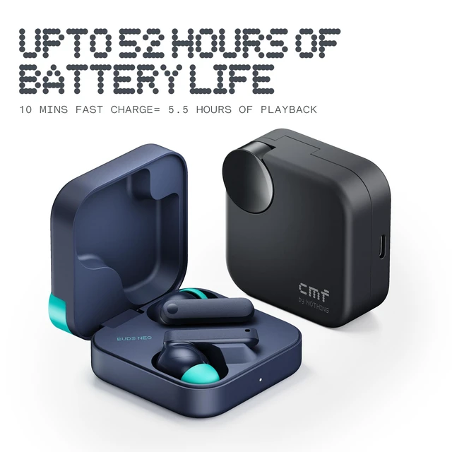 Alt view image 4 of 7 - Buds Neo, True Wireless Earbuds, 52H Playtime, Dark Blue 35dB Active Noise Cancelling, Bluetooth 6.0, Water-Resistant, 4 Mics for Clear Calls, Spatial Audio&EQ, Customizable via App
