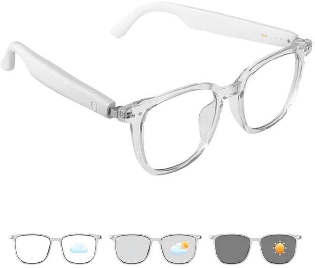 Main image of Smart Glasses for Women, Bluetooth Glasses with Photochromic Lenses Transparent Frame Touch Control Voice Assistant Open-Ear Audio Hands-Free Calls Lightweight Comfortable for Work Relax Music