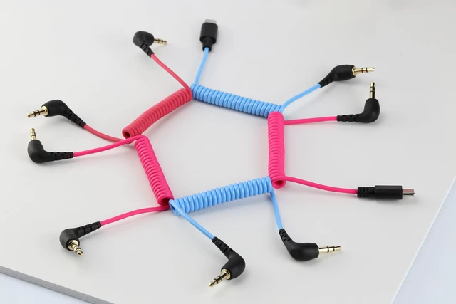 Alt view image 4 of 5 - 3.5mm TRS Cable for Rode DJI Hollyland Mic to Camera Audio Adapter for Rode Wireless GO III (Gen 3) GO II PRO ME, DJI MINI 3 2 1, Hollyland Lark M1 M2 MAX 150 Microphone, Blue, Pink 2-Pack