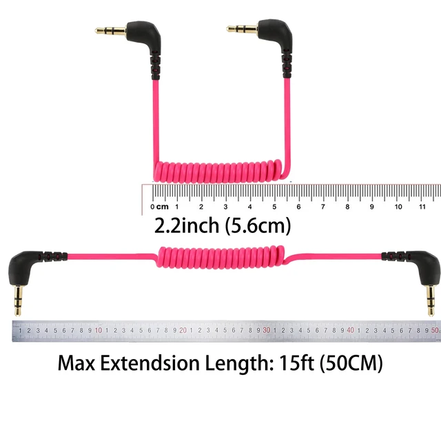 Alt view image 5 of 5 - 3.5mm TRS Cable for Rode DJI Hollyland Mic to Camera Audio Adapter for Rode Wireless GO III (Gen 3) GO II PRO ME, DJI MINI 3 2 1, Hollyland Lark M1 M2 MAX 150 Microphone, Blue, Pink 2-Pack