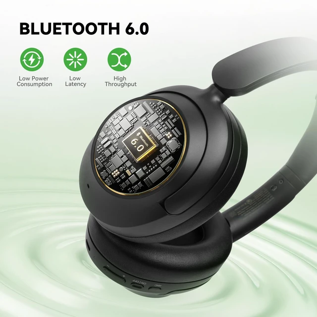 Alt view image 6 of 7 - Focus A6 Hybrid Active Noise Cancelling Headphones, 75H Playtime, LDAC Hi-Res Lossless Audio, Bluetooth 6.0, Dual Mic ENC Call, Support Wired ANC via USB-C, Wireless Over Ear Headphones