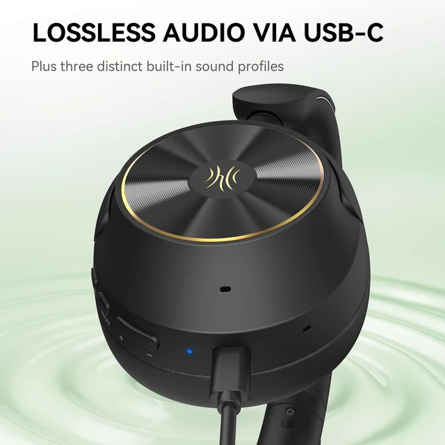 Alt view image 7 of 7 - Focus A6 Hybrid Active Noise Cancelling Headphones, 75H Playtime, LDAC Hi-Res Lossless Audio, Bluetooth 6.0, Dual Mic ENC Call, Support Wired ANC via USB-C, Wireless Over Ear Headphones