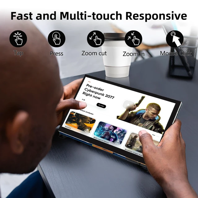 Alt view image 5 of 7 - 7 Inch Raspberry Pi Monitor Touchscreen, 800x480 DSI IPS Display, 5-Point Touch Capacitive Screen for Raspberry 5/4B/3B+/3B/B+/A+, Driver-Free