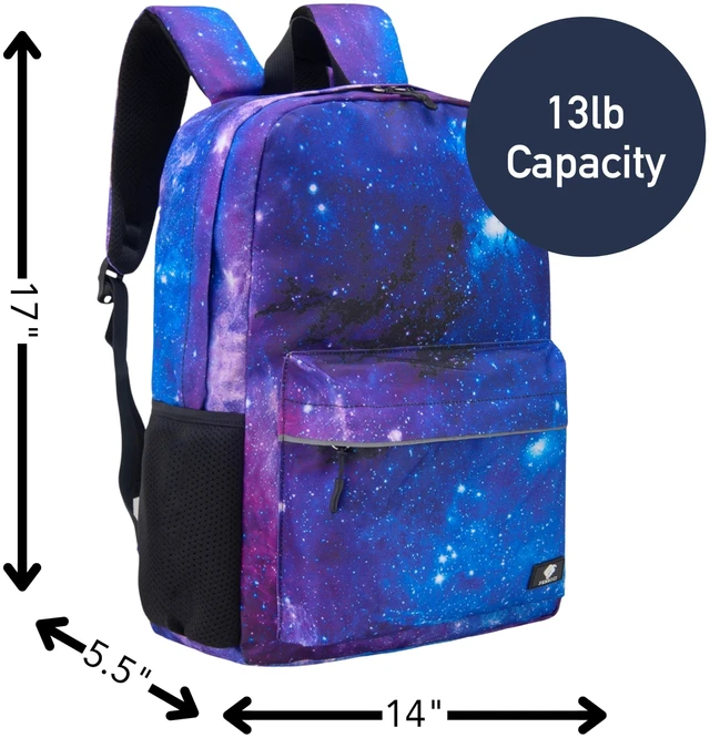 Alt view image 2 of 7 - Galaxy Backpack for Boys, Girls, Kids Back Pack with Padded Laptop Compartment, Kids' Bookbags for School, Cosmic Pack, Space Backpack, Purple Galaxy, 17 Inch
