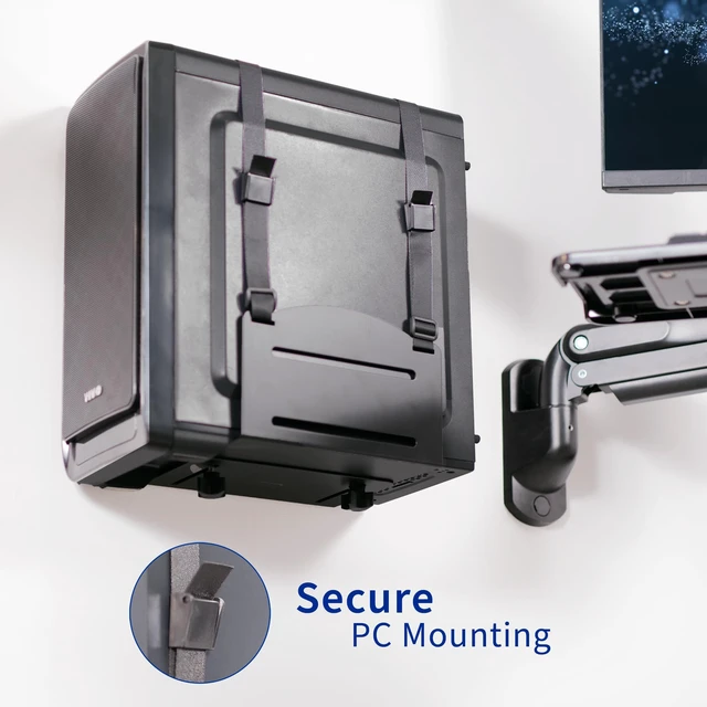 Alt view image 7 of 7 - Monitor & Keyboard Counterbalance Sit-Stand Wall Mount, STAND-SIT1WD Black, Premium, Pneumatic Lift, Includes CPU Wall Mount, Fits up to 32 in Screens, Foldable Keyboard Tray, Holds 19.8 lbs