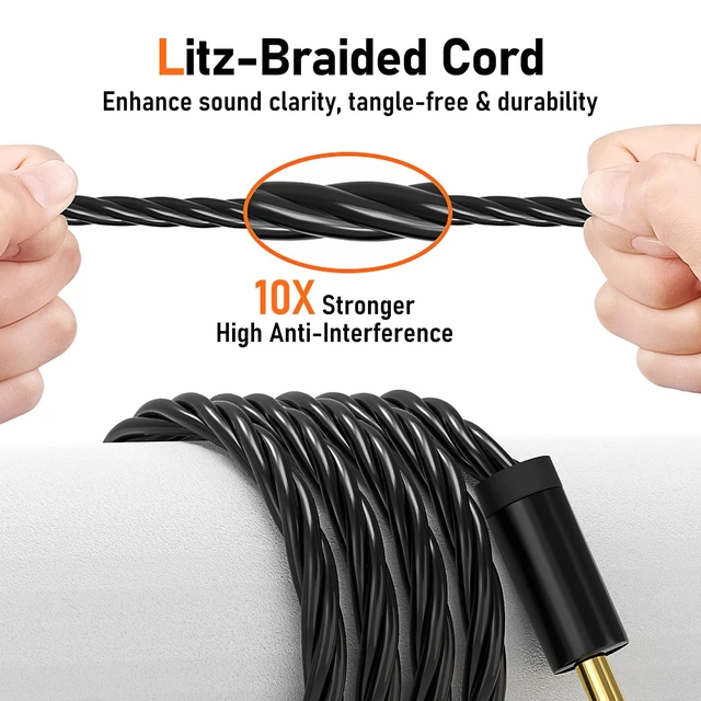 Alt view image 6 of 7 - HiFi MMCX Cable with Mic, 3.5mm Plug IEM Replacement Cord, Black Silver-Plated Wire for In-Ear Monitors, Tangle-Free, Clear Sound & Calls for Vibes 201/202 & Shure SE215/315/425/535/846