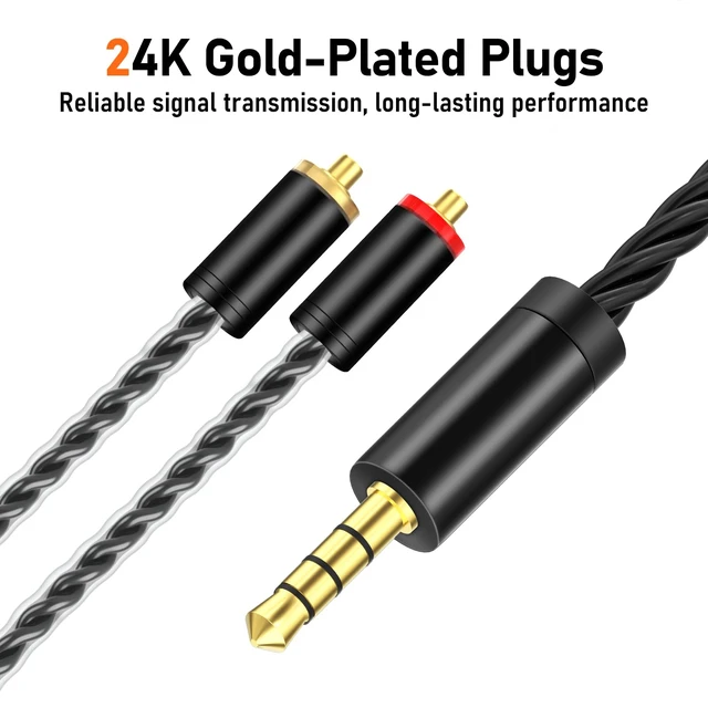Alt view image 5 of 7 - HiFi MMCX Cable with Mic, 3.5mm Plug IEM Replacement Cord, Black Silver-Plated Wire for In-Ear Monitors, Tangle-Free, Clear Sound & Calls for Vibes 201/202 & Shure SE215/315/425/535/846