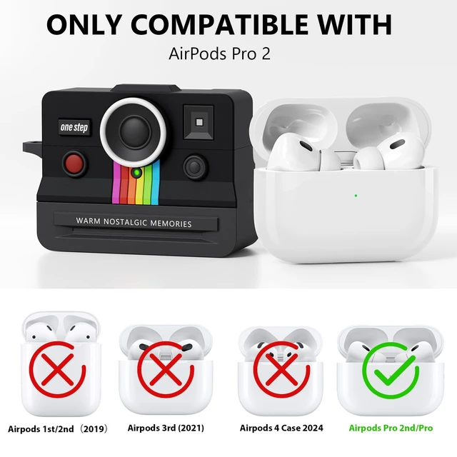 Alt view image 5 of 7 - Case for Apple AirPods Pro 2 Cases with Camera Cover Compatible Anti-Drop Silicone Cover AirPods Pro Accessories Kit Cleaning Tools for Earbuds Keychain Earphone Cases (Black, Airpods Pro 2/1 Case)