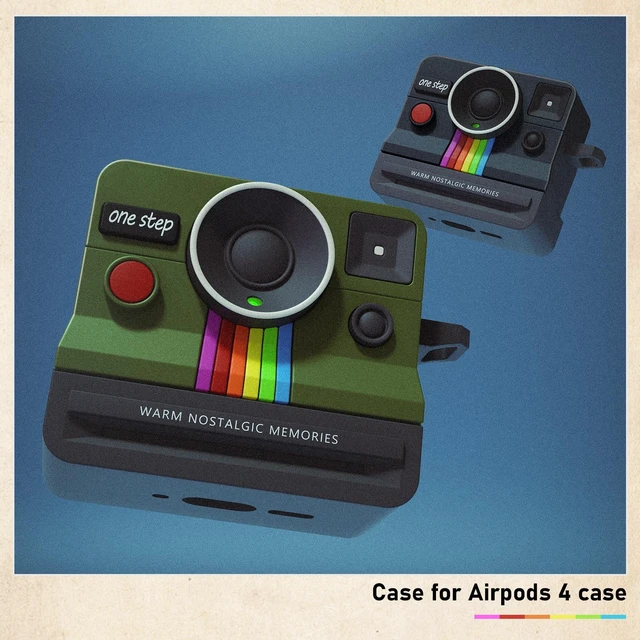Alt view image 3 of 7 - Case for AirPods 4 Case with Retro Polaroid Camera for Women - Cute Apple AirPods 4 Cover, 4th Generation AirPod Cases, Premium Silicone Protector, Ideal for Fashionable Ladies (Green, Airpods 4 Case)