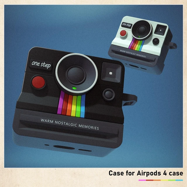 Alt view image 2 of 7 - Case for AirPods 4 Case with Retro Polaroid Camera for Women - Cute Apple AirPods 4 Cover, 4th Generation AirPod Cases, Premium Silicone Protector, Ideal for Fashionable Ladies (Black, Airpods 4 Case)