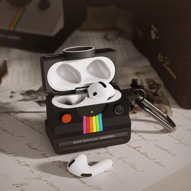 Alt view image 3 of 7 - Case for AirPods 4 Case with Retro Polaroid Camera for Women - Cute Apple AirPods 4 Cover, 4th Generation AirPod Cases, Premium Silicone Protector, Ideal for Fashionable Ladies (Black, Airpods 4 Case)