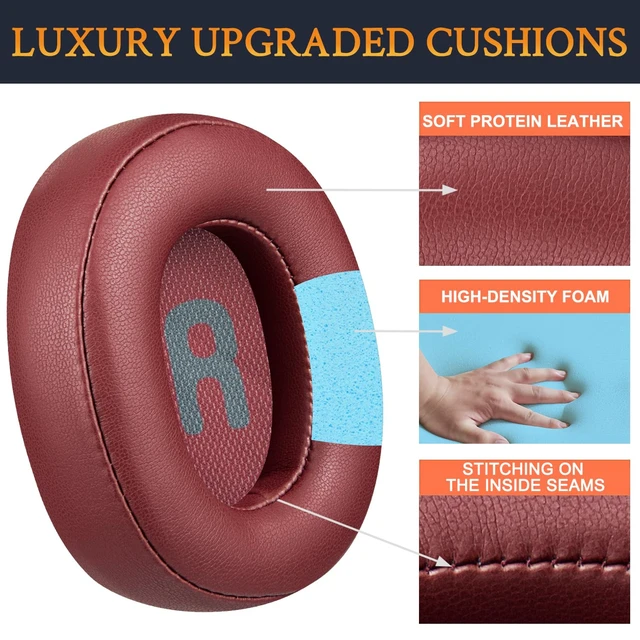 Alt view image 3 of 4 - Earpads Replacement for JBL Tune 700BT, 710BT, 720BT, 750BTNC, 760NC, 770NC Wireless Over-Ear Headphones, Ear Pads Cushions with Soft Protein Leather and High-Density Foam - Burgundy