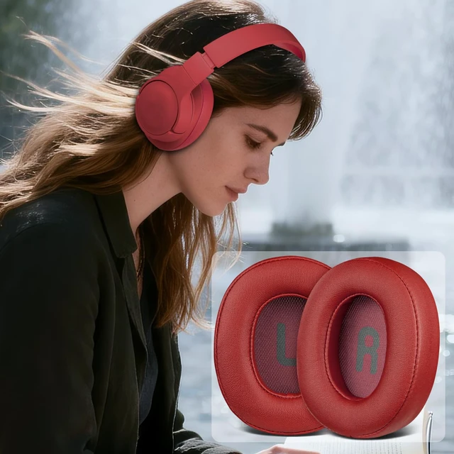 Alt view image 4 of 5 - Earpads Replacement for JBL Tune 700BT, 710BT, 720BT, 750BTNC, 760NC, 770NC Wireless Over-Ear Headphones, Ear Pads Cushions with Soft Protein Leather and High-Density Foam - Red