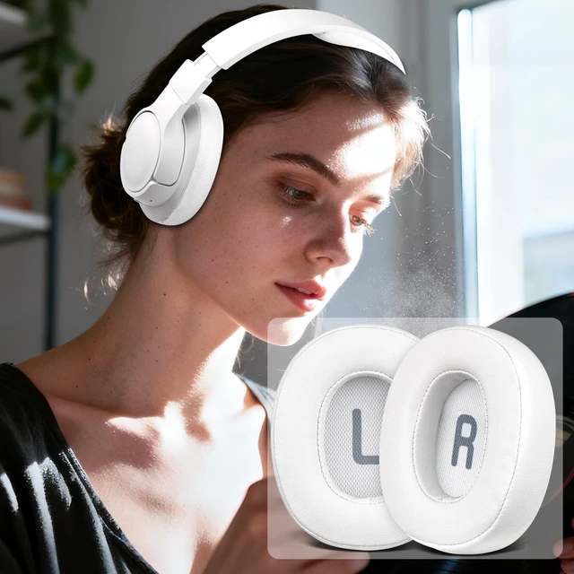 Alt view image 4 of 5 - Earpads Replacement for JBL Tune 700BT, 710BT, 720BT, 750BTNC, 760NC, 770NC Wireless Over-Ear Headphones, Ear Pads Cushions with Soft Protein Leather and High-Density Foam - White