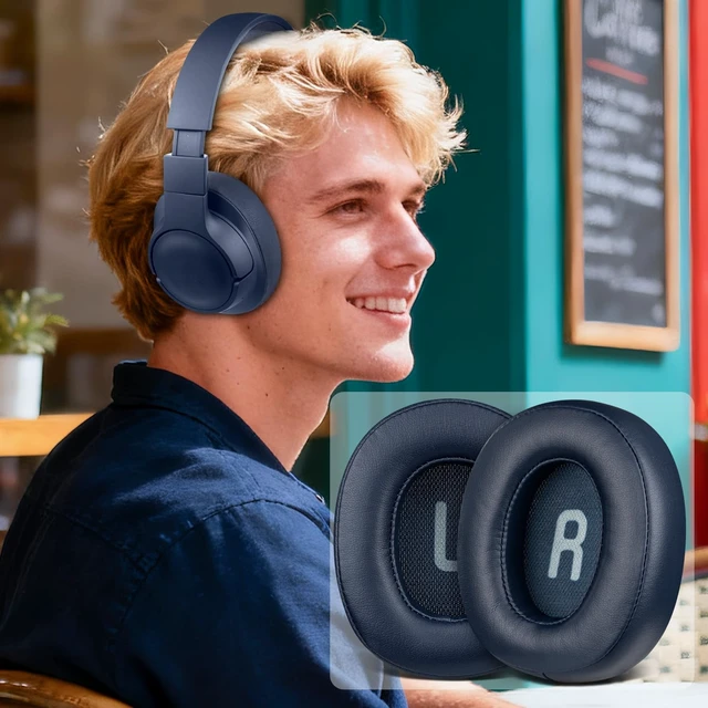 Alt view image 4 of 5 - Earpads Replacement for JBL Tune 700BT, 710BT, 720BT, 750BTNC, 760NC, 770NC Wireless Over-Ear Headphones, Ear Pads Cushions with Soft Protein Leather and High-Density Foam - Blue