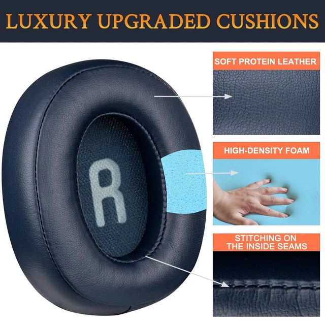 Alt view image 3 of 5 - Earpads Replacement for JBL Tune 700BT, 710BT, 720BT, 750BTNC, 760NC, 770NC Wireless Over-Ear Headphones, Ear Pads Cushions with Soft Protein Leather and High-Density Foam - Blue