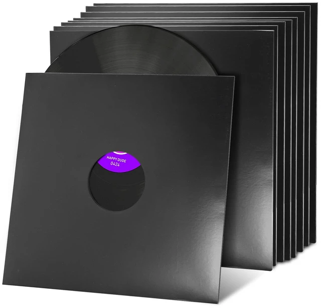 Main image of 10PCS 12in Vinyl Record Sleeves, 350gsm Cardboard Record Jacket Blank LP Album Covers Jackets Heavyweight with Hole for 33 RPM Anti Static Record Storage Protector Glossy Black