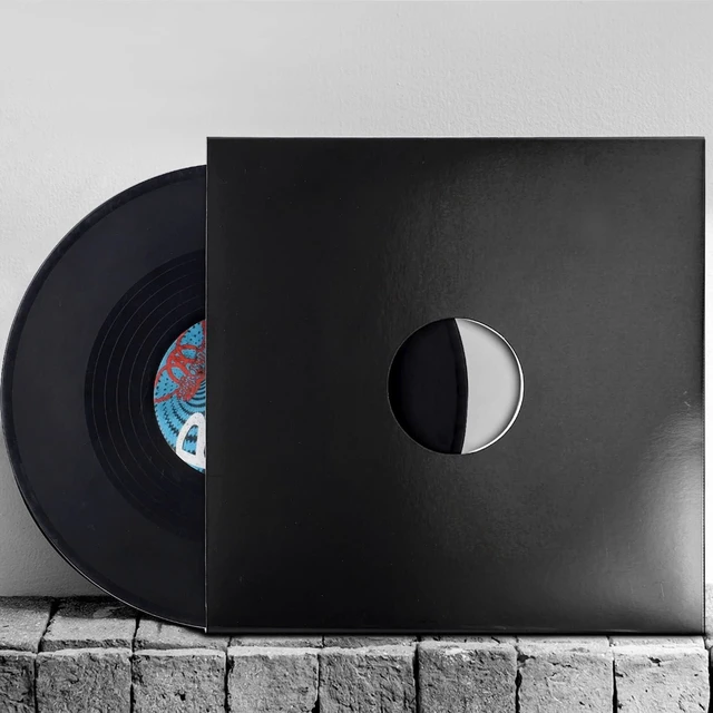 Alt view image 4 of 7 - 10PCS 12in Vinyl Record Sleeves, 350gsm Cardboard Record Jacket Blank LP Album Covers Jackets Heavyweight with Hole for 33 RPM Anti Static Record Storage Protector Glossy Black
