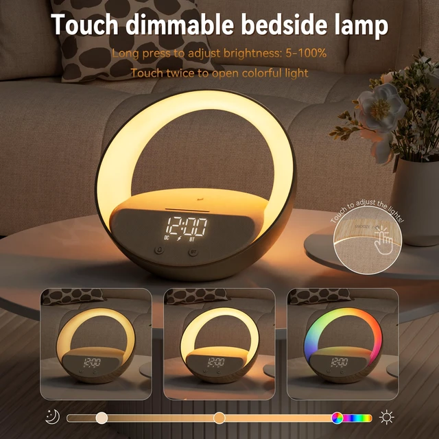 Alt view image 7 of 7 - Bluetooth Speaker Wireless Charging Dimmable Night Light, Portable Speaker 15W Wireless Charger for iPhone 12-17Series, 5.3 Bluetooth, 7 White Noise, 3 Timer, Snooze, 10W Speaker, Home Bedroom Office