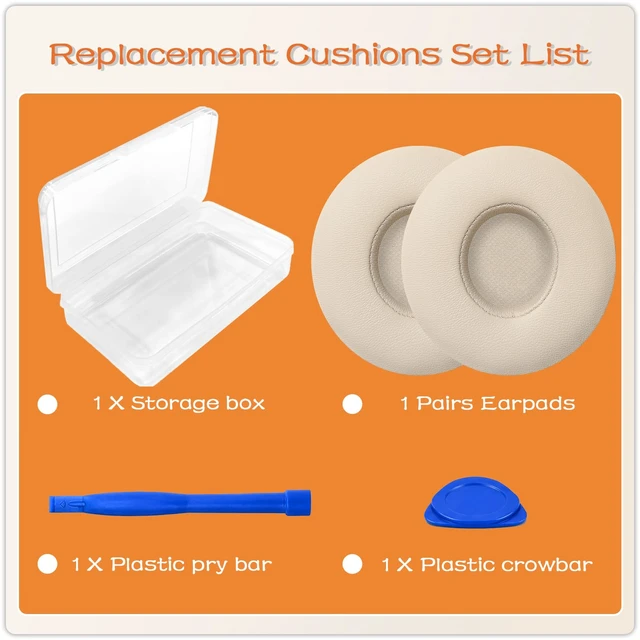 Alt view image 4 of 7 - Replacement Ear Pads for Beats Solo 2 & Solo 3 Wired & Wireless Headphones, Ear Cushions, Ear Cups Cover Repair Parts (Satin Gold)