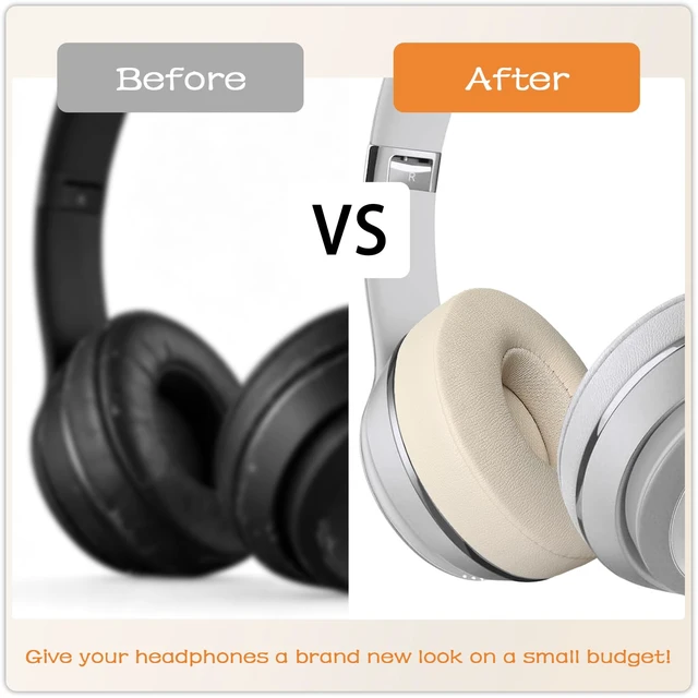 Alt view image 6 of 7 - Replacement Ear Pads for Beats Solo 2 & Solo 3 Wired & Wireless Headphones, Ear Cushions, Ear Cups Cover Repair Parts (Satin Gold)
