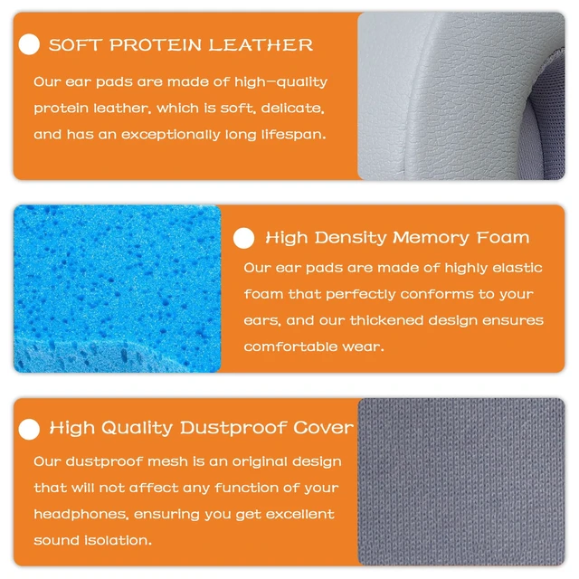 Alt view image 3 of 7 - Replacement Ear Pads for Beats Solo 2 & Solo 3 Wired & Wireless Headphones, Ear Cushions, Ear Cups Cover Repair Parts (Silver)