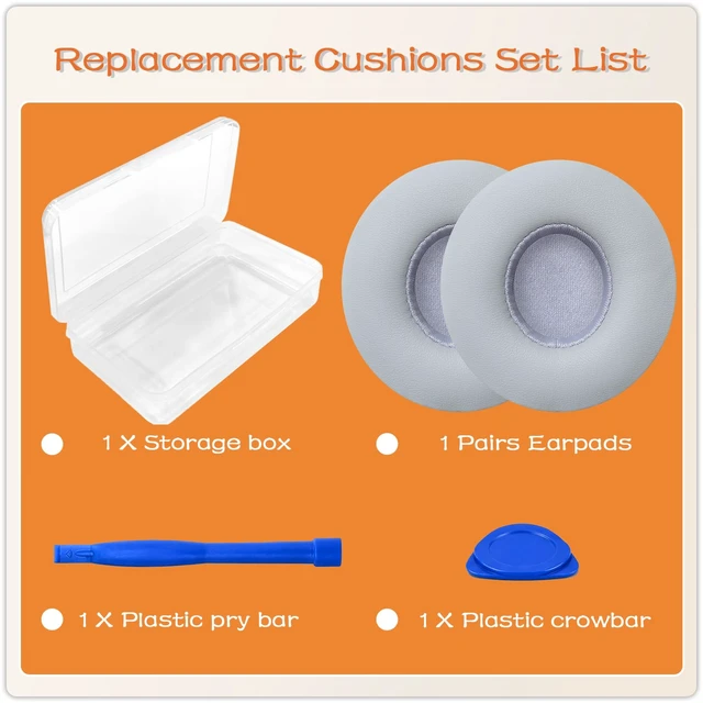 Alt view image 4 of 7 - Replacement Ear Pads for Beats Solo 2 & Solo 3 Wired & Wireless Headphones, Ear Cushions, Ear Cups Cover Repair Parts (Silver)