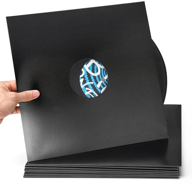 Alt view image 6 of 7 - 10PCS 12in Vinyl Record Sleeves, 350gsm Cardboard Record Jacket Blank LP Album Covers Jackets Heavyweight with Hole for 33 RPM Anti Static Record Storage Protector Glossy Black