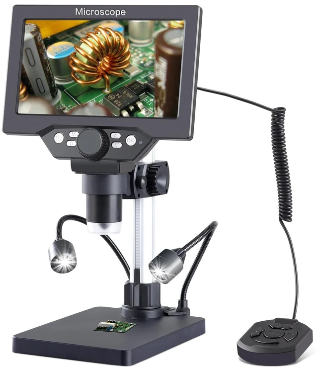 Main image of 7 Inch LCD Digital Microscope 12MP 1080P with 32G TF Card USB Camera, Fill Lights Included, For Coins & Circuits, 1080P Resolution, 12MP Clarity