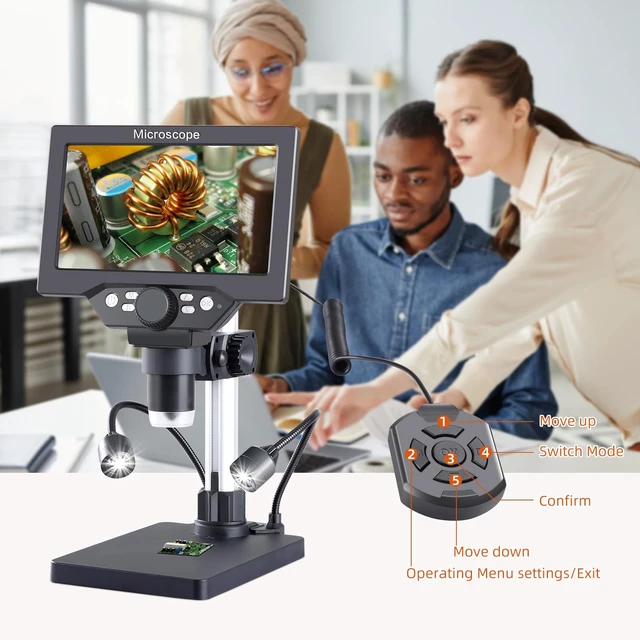 Alt view image 4 of 7 - 7 Inch LCD Digital Microscope 12MP 1080P with 32G TF Card USB Camera, Fill Lights Included, For Coins & Circuits, 1080P Resolution, 12MP Clarity
