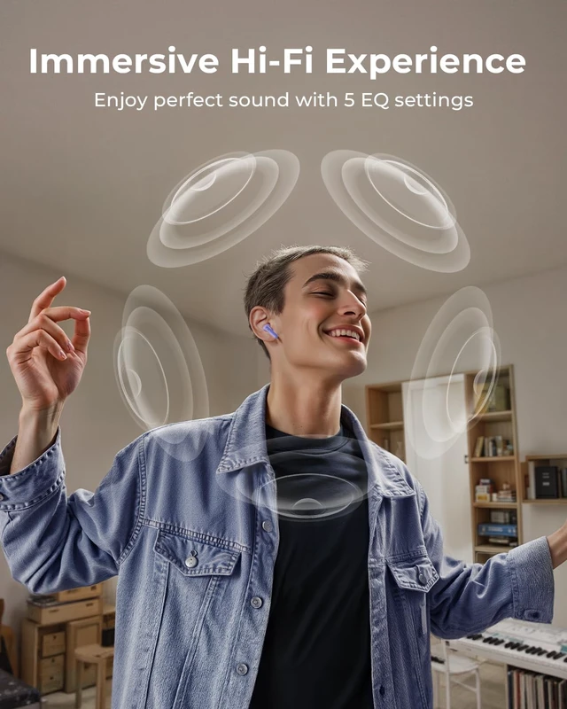Alt view image 6 of 7 - Wireless Earbuds with Smart Touchscreen Case, Bluetooth 6.0 Ear Buds with AI Noise Cancelling Calls, 40H Playtime Stereo Headphones, IPX7 Waterproof Earbuds for Workout, Travel, iPhone,Android,Purple