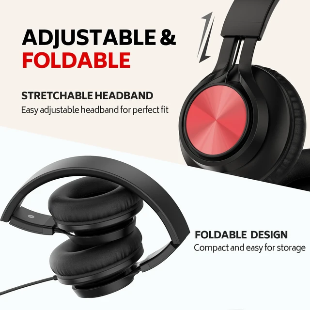 Alt view image 5 of 7 - Kids Headphones with Microphone, School Headphones for K-12 Student Over-Ear Headset for Classroom, Online Learning, Travel, Chromebook, Laptop & Tablet