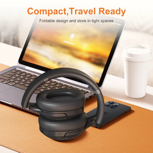 Alt view image 7 of 7 - F2 FM Radio Headphones Wireless Bluetooth 5.2 Rechargeable Built-in Microphone,Over Ear Headphone, Soft Ear Muffs, Stereo Sound, for Work/Travel/Moving/Jogging