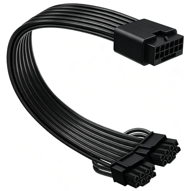 Main image of 12VHPWR Cable Extension, 16 Pin Female to Dual 8 Pin(6+2) Male PCIe Conversion GPU Power Cable for Power Supply with 12+4pin 12VHPWR Port 11.8in (30cm) Black