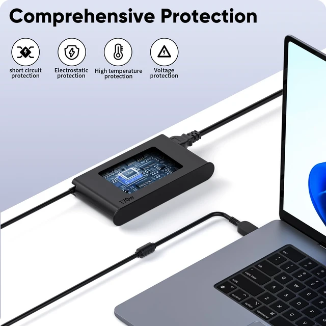 Alt view image 5 of 7 - 170W Laptop Charger for Lenovo Legion Slim 5 5i ThinkPad P1 P16 P70 P71 P72 P73 P51 P52 IdeaPad Pro 5 5i Yoga Pro 9i Lenovo LOQ ADL170SCC3A 4X20S56697 ADL170SDC3A ADL170SLC3A 20V 8.5A AC Adapter Cord