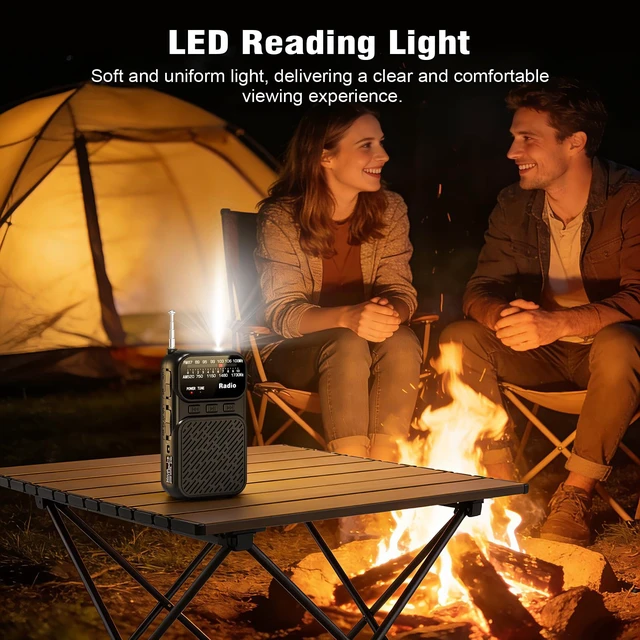 Alt view image 3 of 7 - Portable Radio AM FM, Battery Operated Pocket Radio for Gift, Elder Best Reception Transistor Small Radios, with Bluetooth/Flashlight/Headphone Jack, USB-C Rechargeable or 3AAA Battery