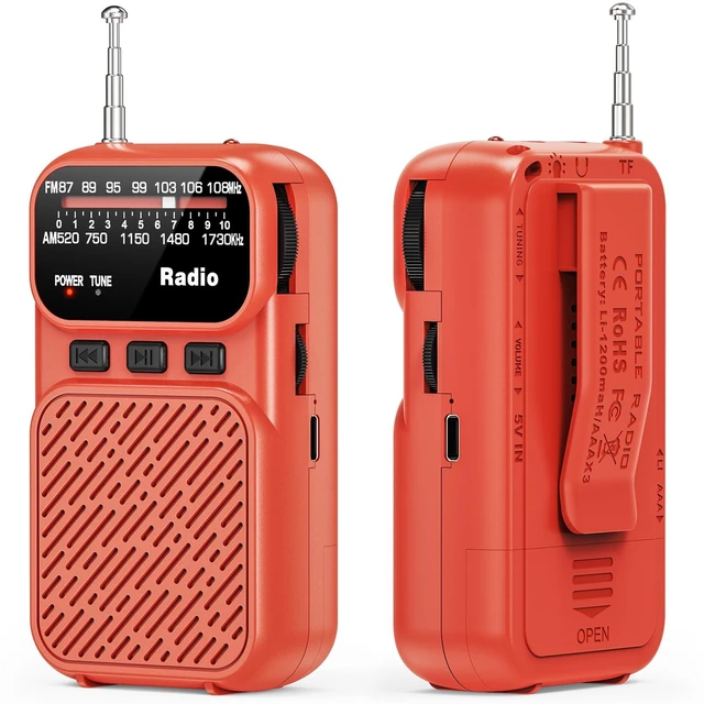 Main image of Portable Radio AM FM, Battery Operated Pocket Radio for Gift, Elder Best Reception Transistor Small Radios, with Bluetooth/Flashlight/Headphone Jack, USB-C Rechargeable or 3AAA Battery