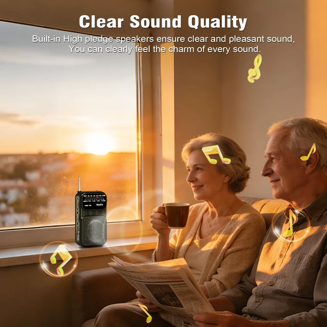 Alt view image 4 of 7 - Portable Radio AM FM, Battery Operated Pocket Radio for Gift, Elder Best Reception Transistor Small Radios, with Bluetooth/Flashlight/Headphone Jack, USB-C Rechargeable or 3AAA Battery