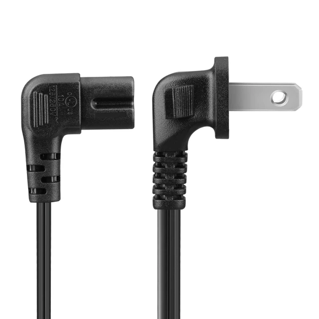 Alt view image 4 of 7 - 15 ft Right Angle 2-Prong C7 Power Cord for Samsung and LG TVs, Black Figure-8 Replacement Cable for Ps5, Ps4, Xbox Series X/S, Printers, Soundbars, and Other Compatible Devices