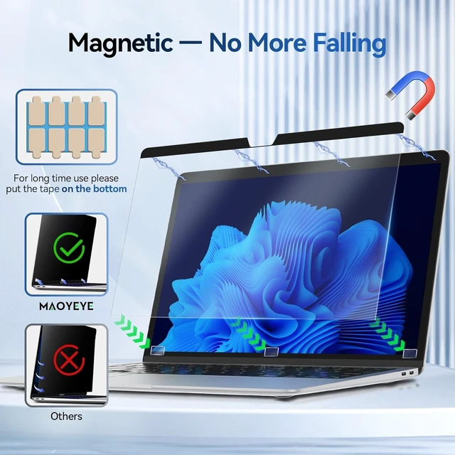 Alt view image 5 of 6 - Magnetic Anti Blue Light Screen Protector for MacBook Air 15 Inch (2023-2026, M2, M3, M4. M5), Removable MAC 15.3" Blue Light Filter, Bubble-Free Install, Eye Protection Glare Laptop Screen Protector