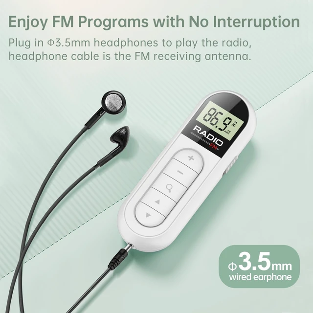 Alt view image 7 of 7 - MI03 Pocket FM Radio Portable with Clip Rechargeable -Black Long Battery Life, Auto Scan, Lock Key, Backlight, Sleep Timer,Digital Mini Radio,for Walking,FM Receiver