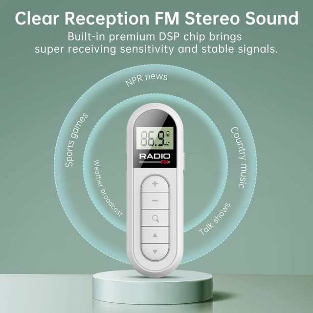 Alt view image 5 of 7 - MI03 Pocket FM Radio Portable with Clip Rechargeable -Black Long Battery Life, Auto Scan, Lock Key, Backlight, Sleep Timer,Digital Mini Radio,for Walking,FM Receiver