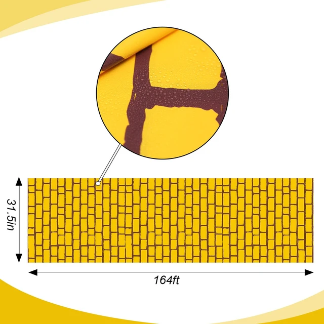 Alt view image 2 of 7 - Yellow Brick Floor Runner Yellow 31.5 in X 164 ft Carpet Road Roll for Wizard Party, Yellow Brick Cosplay Backdrop, Princess Party Walkway, Perspective Design, Halloween Decor