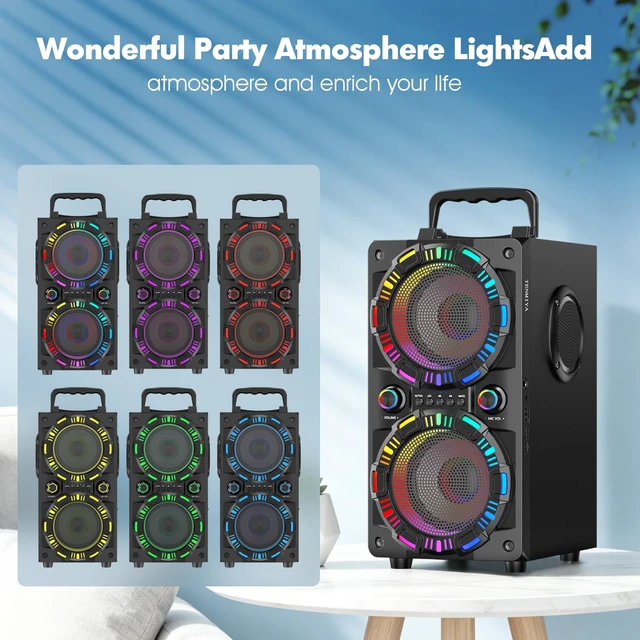 Alt view image 5 of 7 - Portable Bluetooth Speaker A20 Upgrade,100W Loud Powerful Deep Bass 18W Fast Charge, 4-20H Playtime, Party Light Show, TWS, BT5.3, Wireless Speaker for Home Gathering, Backyard, Outdoor, Garage
